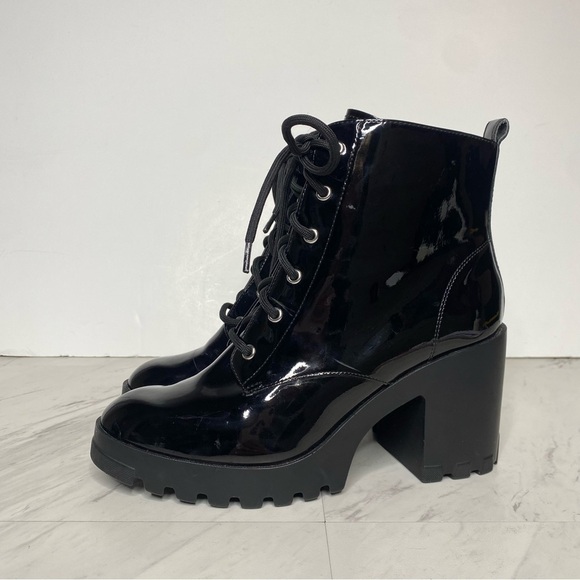 BP Masson Black Patent Heeled Lace Up Boot 8M - Picture 15 of 15